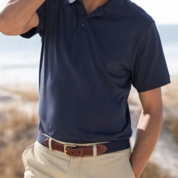 L.L. Bean Men's Comfort Waist Belt Navy - Picture 3 of 8